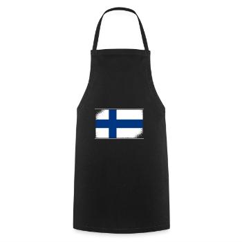 Drapeau finlandais Suomi drapeau finlandais look usé - Tablier de cuisine - noir - Devant - AI Model Male 185 dark (185cm)