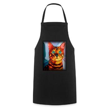 Bengal cat - Cooking Apron - black - Front - AI Model Male 185 dark (185cm)