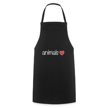 tiere herz tierliebe text - Kochschürze - Schwarz - Vorne - AI Model Male 185 dark (185cm)