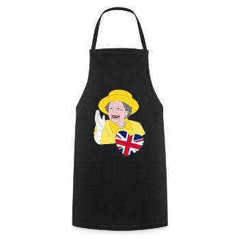 British Queen Elizabeth II with Union Jack - Cooking Apron - black - Front - AI Model Male 185 dark (185cm)