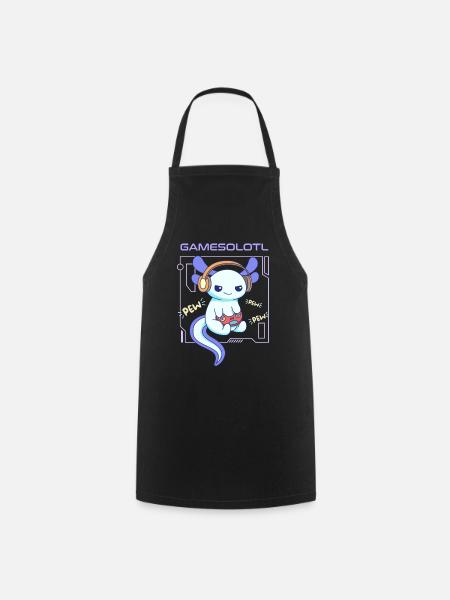 Gamesolotl Word Pun Design for Axolotl Lovers - Cooking Apron - black