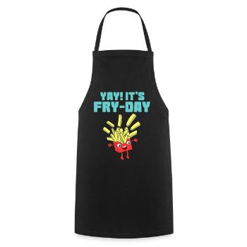 Awesome Trend Design Fryday Tshirt Yay It's Fry - Cooking Apron - black - Front - AI Model Male 185 dark (185cm)