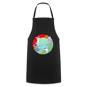 Shark astronaut universe planet rocket spaceship - Cooking Apron - black - Front - AI Model Male 185 dark (185cm)