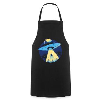 Alien Ufo Raumschiff - Kochschürze - Schwarz - Vorne - AI Model Male 185 dark (185cm)