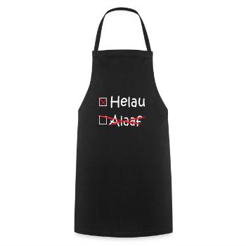 Helau, Alaaf, Dusseldorf, Cologne, Carnival (white) - Cooking Apron - black - Front - AI Model Male 185 dark (185cm)