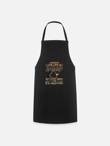 Figure Skating Ice Skate - Cooking Apron - black