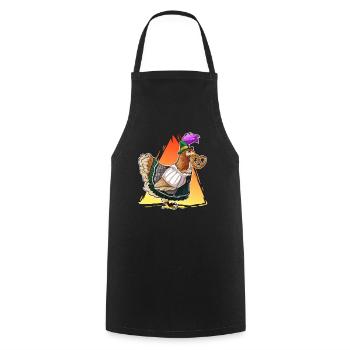 Chicken dirndl bavaria pretzel gift - Cooking Apron - black - Front - AI Model Male 185 dark (185cm)