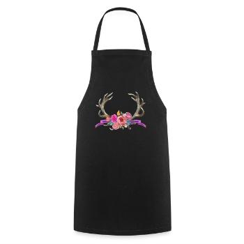 Blumen Geweih Blumenstrauß Hirsch Bayern Geschenk - Kochschürze - Schwarz - Vorne - AI Model Male 185 dark (185cm)