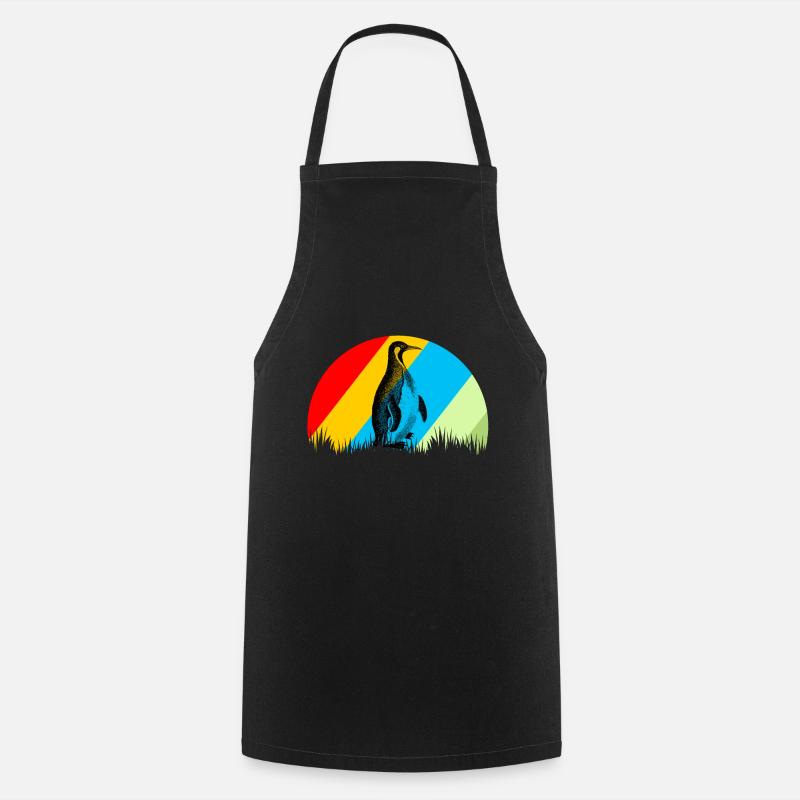 Penguin retro animal bird gift - Cooking Apron - black