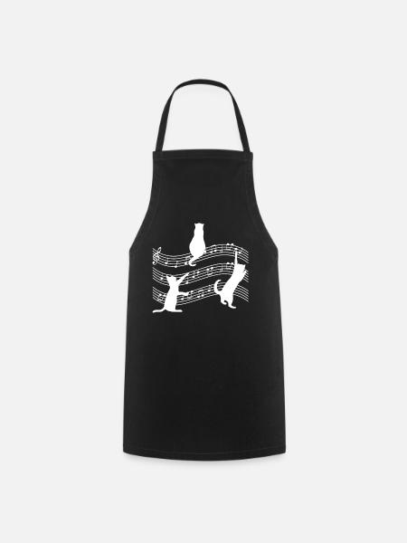 Cat Sheet Music Music - Cooking Apron - black