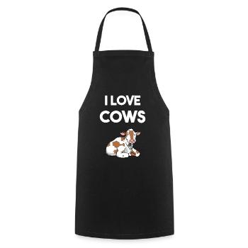 I love cows peasant - Cooking Apron - black - Front - AI Model Male 185 dark (185cm)