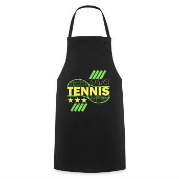 Tennis Farbmotiv Tennisschläger Geschenkidee - Kochschürze - Schwarz - Vorne - AI Model Male 185 dark (185cm)