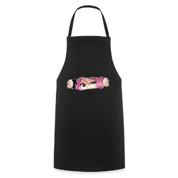 Anime Mädchen - Kochschürze - Schwarz - Vorne - AI Model Male 185 dark (185cm)