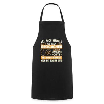 Geocaching Geocacher Proverbe - Tablier de cuisine - noir - Devant - AI Model Male 185 dark (185cm)