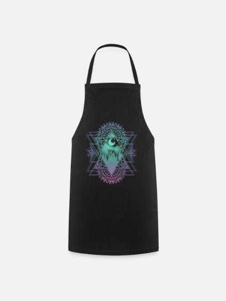 Mandala Panorama Esoteric and Yoga Spiritual - Cooking Apron - black