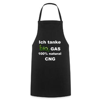 Ich tanke Bio Gas 100% natural CNG - Kochschürze - Schwarz - Vorne - AI Model Male 185 dark (185cm)