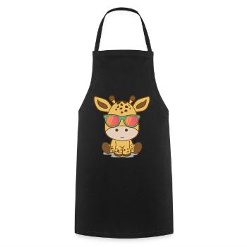 Jolie girafe - Tablier de cuisine - noir - Devant - AI Model Male 185 dark (185cm)