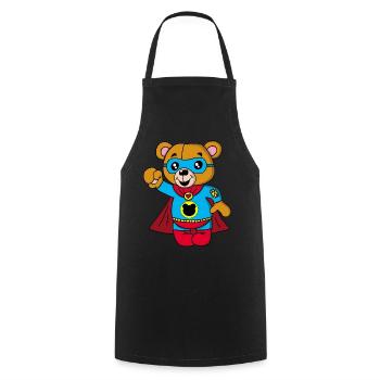 Super ourson en peluche - Tablier de cuisine - noir - Devant - AI Model Male 185 dark (185cm)