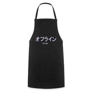 Hors ligne Otaku Vaporwave - Tablier de cuisine - noir - Devant - AI Model Male 185 dark (185cm)