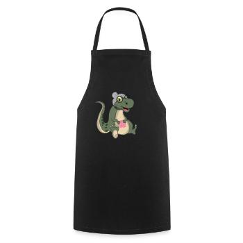 Grandma Saurus Dinosaur Granny Knitting Crochet - Cooking Apron - black - Front - AI Model Male 185 dark (185cm)