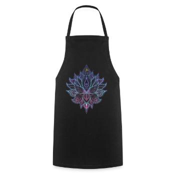 Indische Blume mit Ornamenten und Om Symbol - Kochschürze - Schwarz - Vorne - AI Model Male 185 dark (185cm)