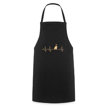 Mops Herzschlag Pug Heartbeat - Cooking Apron - black - Front - AI Model Male 185 dark (185cm)