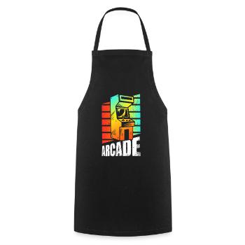Retro Gaming Arcade Spielautomat - Kochschürze - Schwarz - Vorne - AI Model Male 185 dark (185cm)