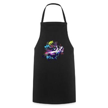 Tyrannosaure Rex arc-en-ciel - Tablier de cuisine - noir - Devant - AI Model Male 185 dark (185cm)