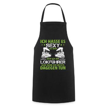 Sexy train driver saying funny train sayings train - Cooking Apron - black - Front - AI Model Male 185 dark (185cm)