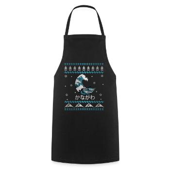 Welle Vor Kanagawa Ugly Christmas - Kochschürze - Schwarz - Vorne - AI Model Male 185 dark (185cm)