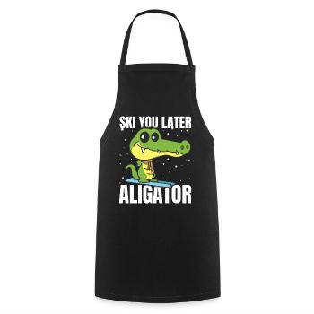 Ski driving Funny - Cooking Apron - black - Front - AI Model Male 185 dark (185cm)