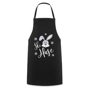 Skihase Ski Hase Kussmund Häschen Schnee Winter - Kochschürze - Schwarz - Vorne - AI Model Male 185 dark (185cm)
