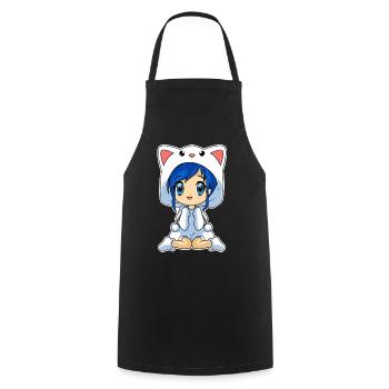 Anime Chibi Mädchen - Kochschürze - Schwarz - Vorne - AI Model Male 185 dark (185cm)