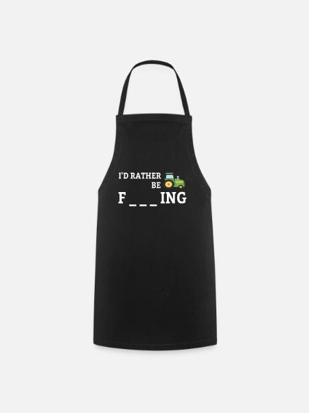 Farm farming tractor funny gift - Cooking Apron - black