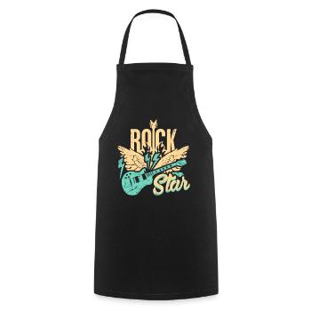 Electric Guitar Rock Star - Cooking Apron - black - Front - AI Model Male 185 dark (185cm)