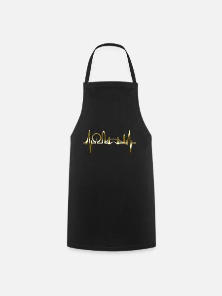 London Skyline Heartbeat England Gold Plated - Cooking Apron - black