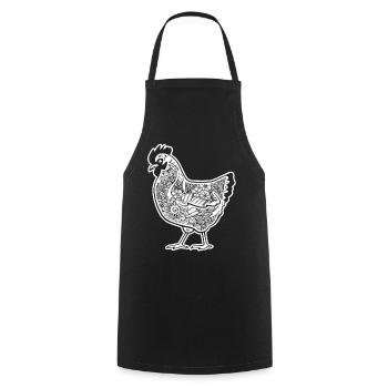 Chicken Chicken Floral Pattern - Cooking Apron - black - Front - AI Model Male 185 dark (185cm)