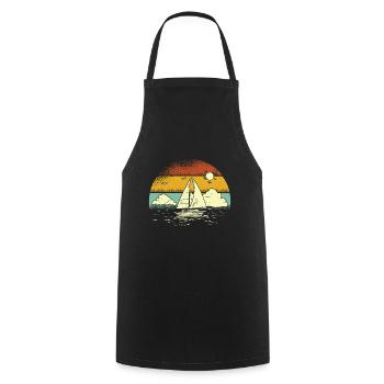 Voilier Vintage Retro Sunset Sunset Sailor Sails - Tablier de cuisine - noir - Devant - AI Model Male 185 dark (185cm)
