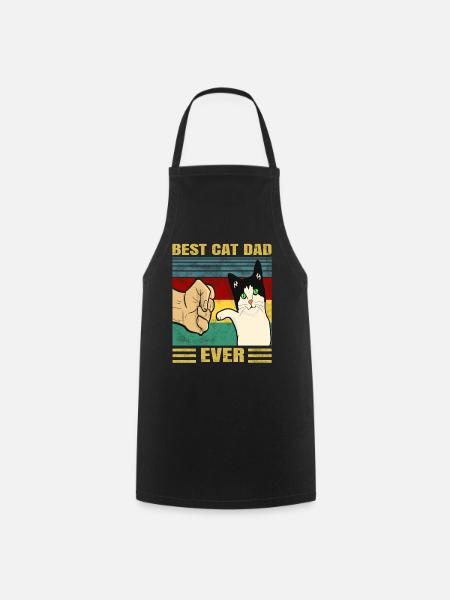 Mens Vintage Best Cat Dad Ever Gift T-Shirt - Cooking Apron - black