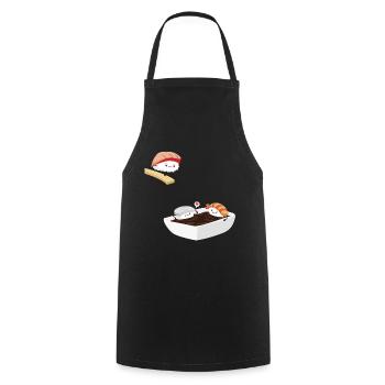 Sushi Bad Lustig - Kochschürze - Schwarz - Vorne - AI Model Male 185 dark (185cm)