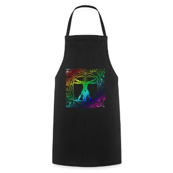 Gay Pride Leonardo Da Vinci Vitruvian Rainbow - Tablier de cuisine - noir - Devant - AI Model Male 185 dark (185cm)