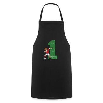 Numéro 1 du football 1er anniversaire 1 an de retour - Tablier de cuisine - noir - Devant - AI Model Male 185 dark (185cm)