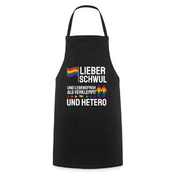 Lieber Schwul Und Lebensfroh Als Verklemmt Hetero - Kochschürze - Schwarz - Vorne - AI Model Male 185 dark (185cm)