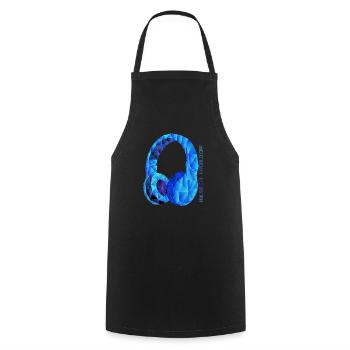 Casque musique géométrique sur, monde de poly - Tablier de cuisine - noir - Devant - AI Model Male 185 dark (185cm)