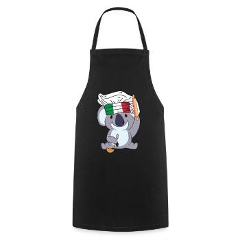Italy Chef Koala Pizza Baker Rome Chef Kitchen - Cooking Apron - black - Front - AI Model Male 185 dark (185cm)