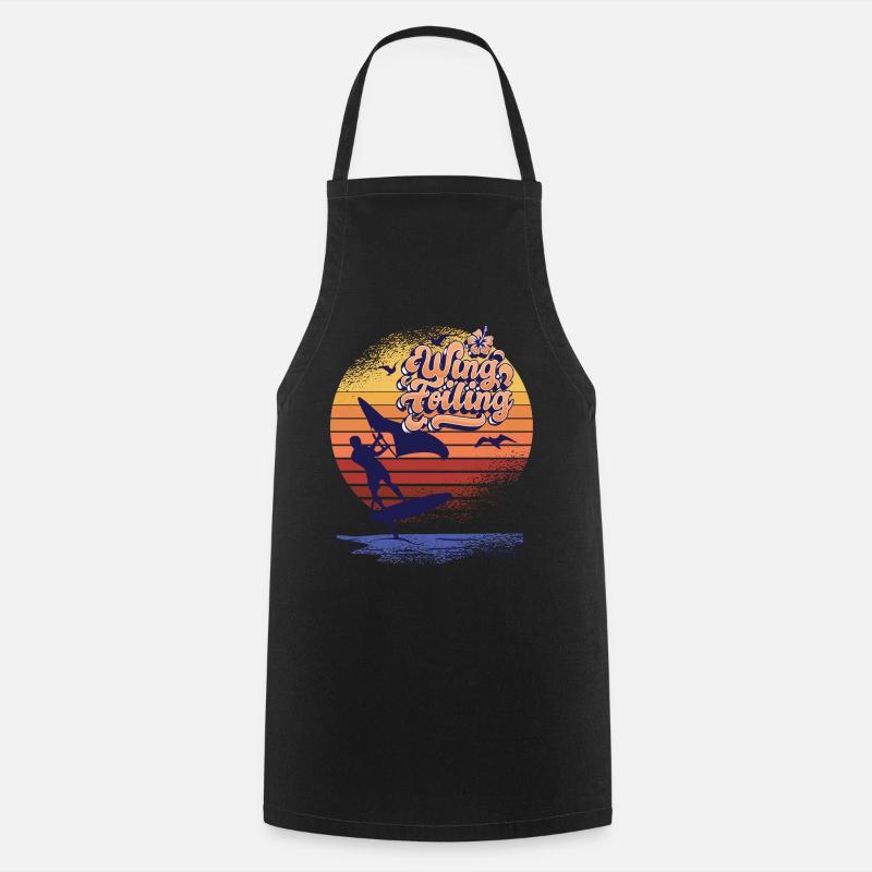 Wing Foiling vintage Surfing Geschenk - Kochschürze - Schwarz