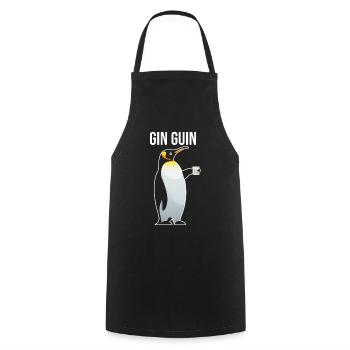 Gin Guin Penguin Gin Bartender Gin cadeau - Tablier de cuisine - noir - Devant - AI Model Male 185 dark (185cm)