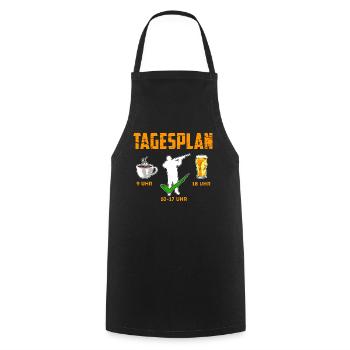 Sportschütze Tagesplan Kaffee Bier Geschenk - Kochschürze - Schwarz - Vorne - AI Model Male 185 dark (185cm)