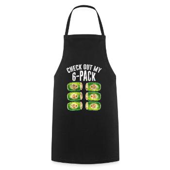 Check out my six pack beer design for a beer - Cooking Apron - black - Front - AI Model Male 185 dark (185cm)