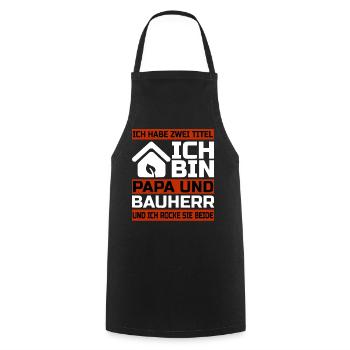 Bauherr und Papa - Hausbau Geschenk - Kochschürze - Schwarz - Vorne - AI Model Male 185 dark (185cm)